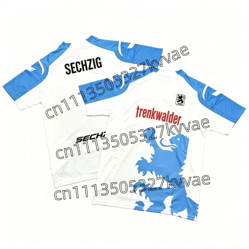 2008 1860 뮌헨 BNWT 홈 셔츠 2026 남성 스포츠 저지 크루넥 티셔츠 속건성 축구 트레이닝 스포츠웨어 가족 아동 티셔츠