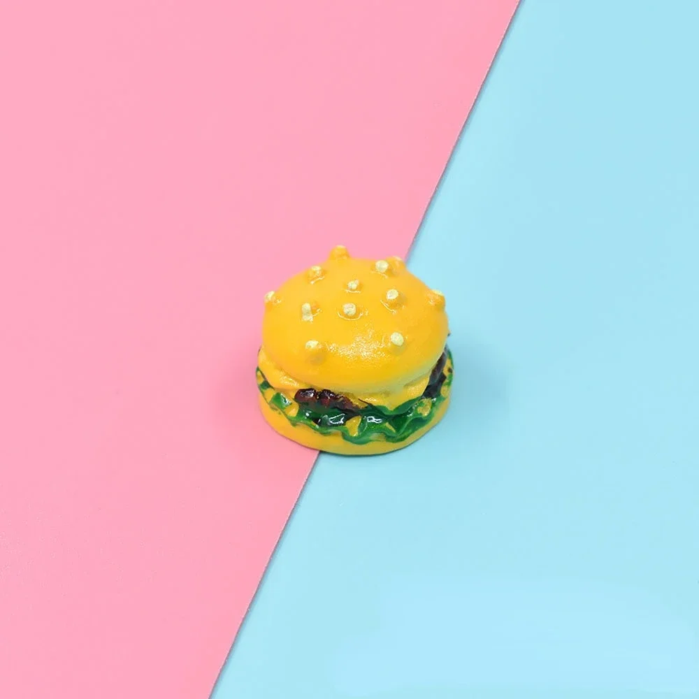 Resin Hamburger Flatback Cabochon Charms Planar Flat Back Cabochons Food Dollhouse Miniatures Cake Kawaii Diy Accessories 5