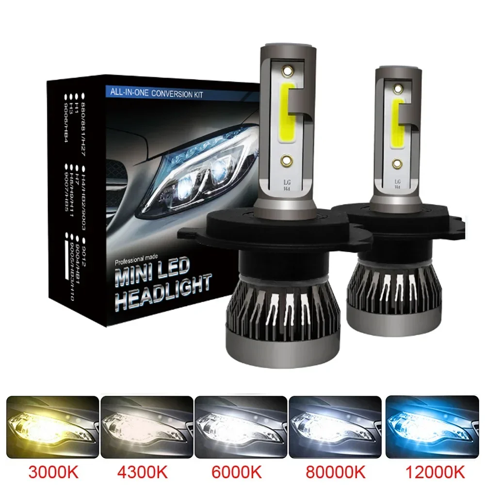 2PCS 조명 자동 H7 LED H4 전구 H3 H8 H9 H11 9005 9006 9012 6000LM 자동차 헤드 라이트 H1 6000K 자동 안개등 12V LED 전구