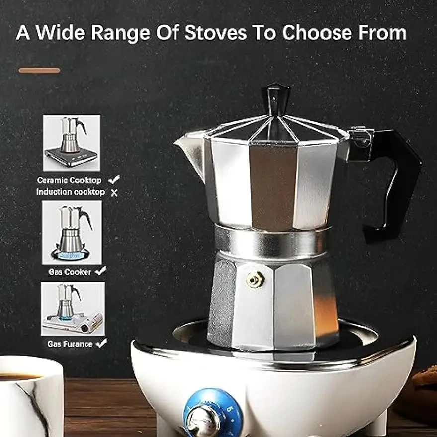 Stainless Steel Stovetop Espresso Maker Moka pot- Cuban Coffee maker  Italian Espresso maker for Induction gas or electric stoves - AliExpress