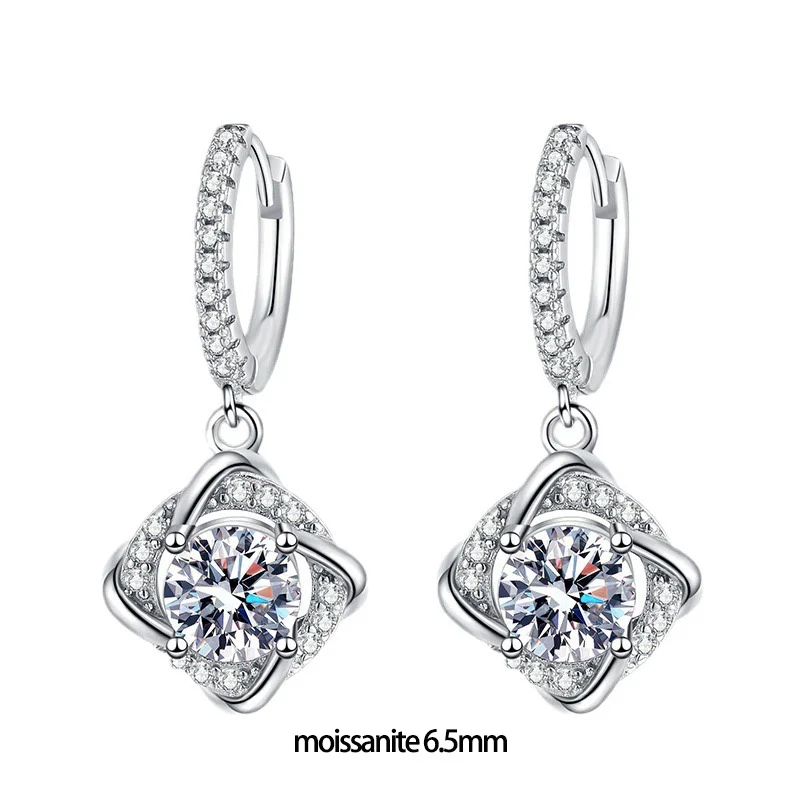 2 Karat D-Farbiger Moissanit Windmühlen-Huggie-Ohrhänger für Damen und Mädchen, Massives 925er Silber, Moissanit-Diamant-Ohrhänger, Testergeprüft – Detail 6