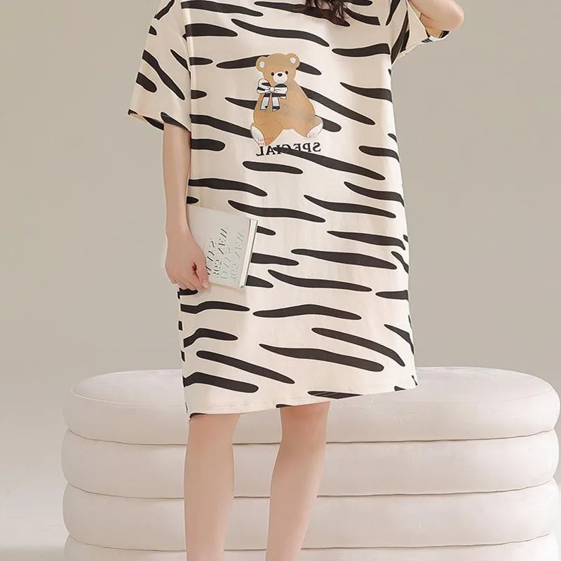 ثوب نوم نسائي برسوم كرتونية غير رسمية ، ملابس منزل...