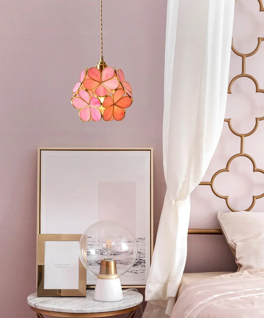 Description Picture 6 of itemModern Iron Art LED Pendant Lamp Nordic Pendant Light Handmade Flower Stained for Bedroom Living Dining Room Hotel Lamp