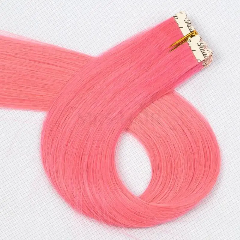 Colorful Tape Ins Adding Highlights Tape In Human Hair Extensions Mini In Extensions PINK PURPLE Double-Side Adhesive 2g/pc