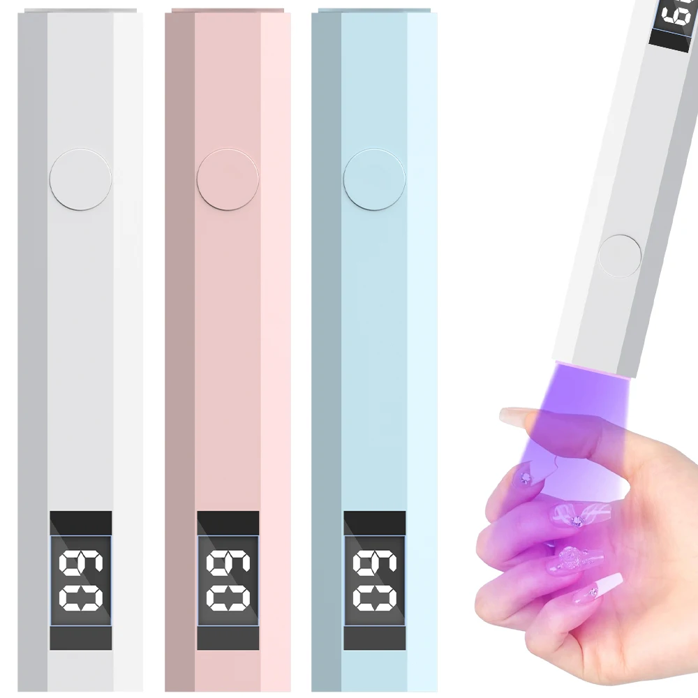 Handheld UV Light for Gel Nails, Rechargeable Mini Nail Lamp with Timer & Display for Flash Cures, Fast Drying and Manicure Art