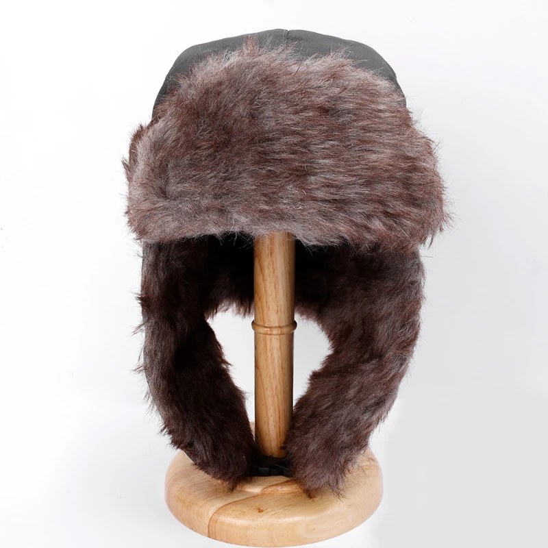 Men's Winter Trapper Aviator Trooper Earflap Warm Russian Hat Waterproof Ski Hat Bomber Cap Unisex Ear Protectors Earflap Hat