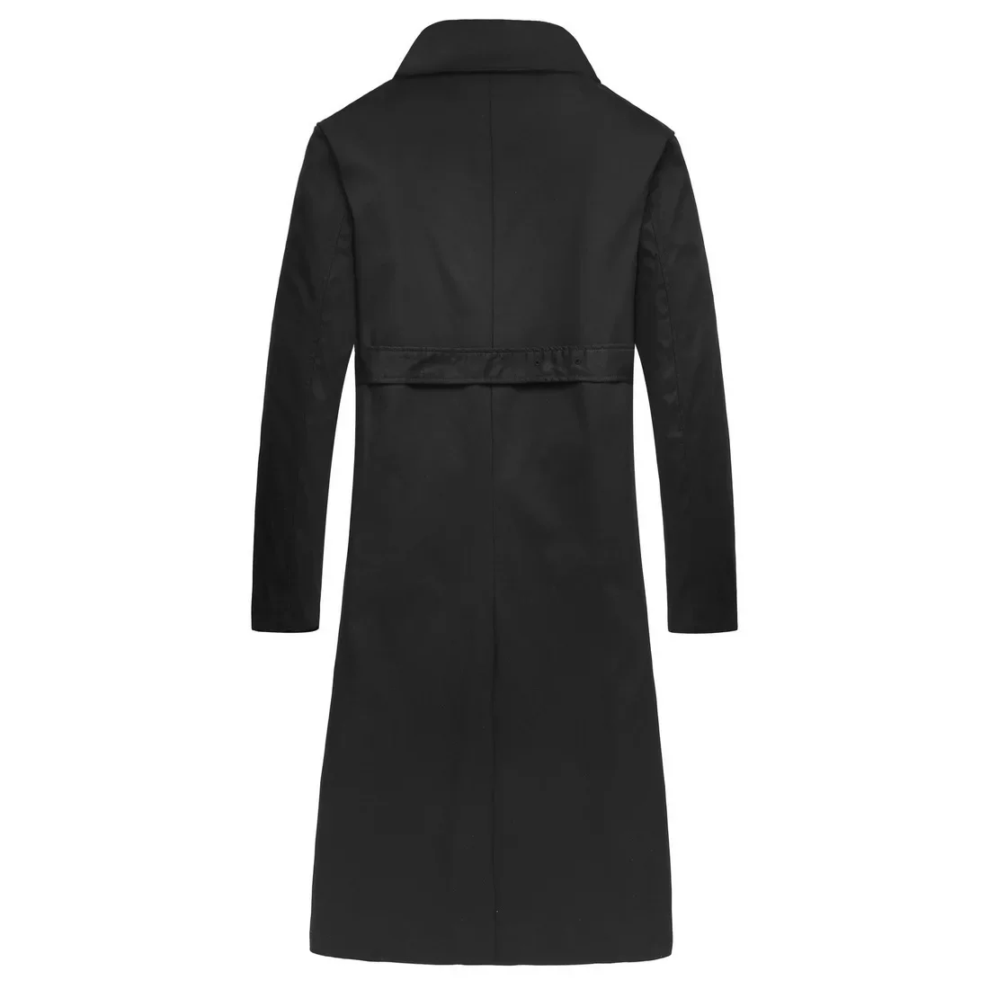 Spring and Autumn New Large Men's Mid Length Windbreaker Long Solid Polo Coat