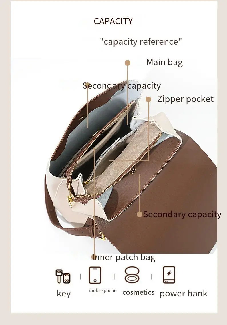 Luxury leather high sense commuter large capacity women's shoulder bag casual ins wind light girls' shoulder bag.