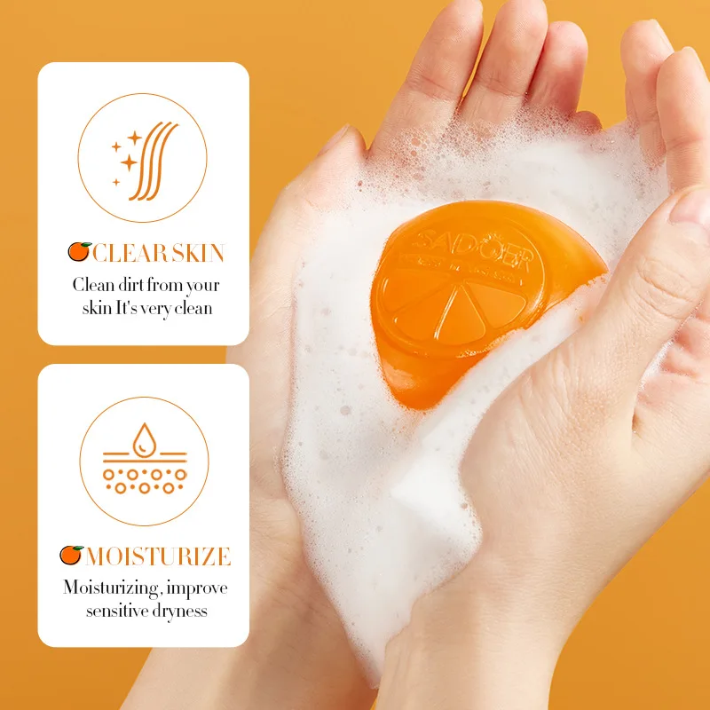 SADOER Vitamin C Soap Face Wash Foam Facial Cleanser Body Care Moisturizing Brightening Handmade Facial Soap Face Skin Care 4