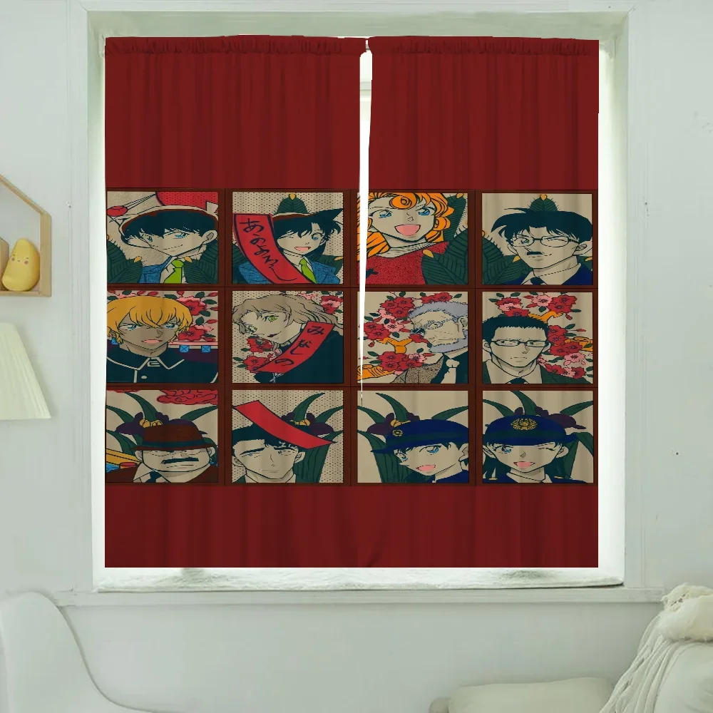 Window Kitchen Curtains for Living Room 2 Pieces Blackout Curtains Door Curtain D-detective C-conan Bedroom Decoration Partition 3