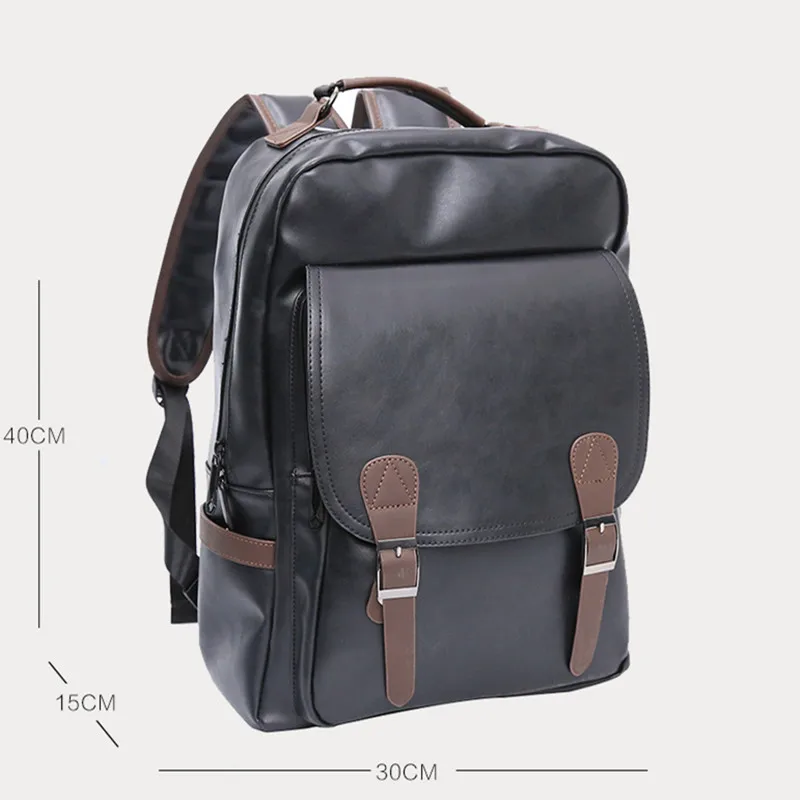Fashion USB charging men's backpack business leather travel backpack large capacity student school bag male laptop bag