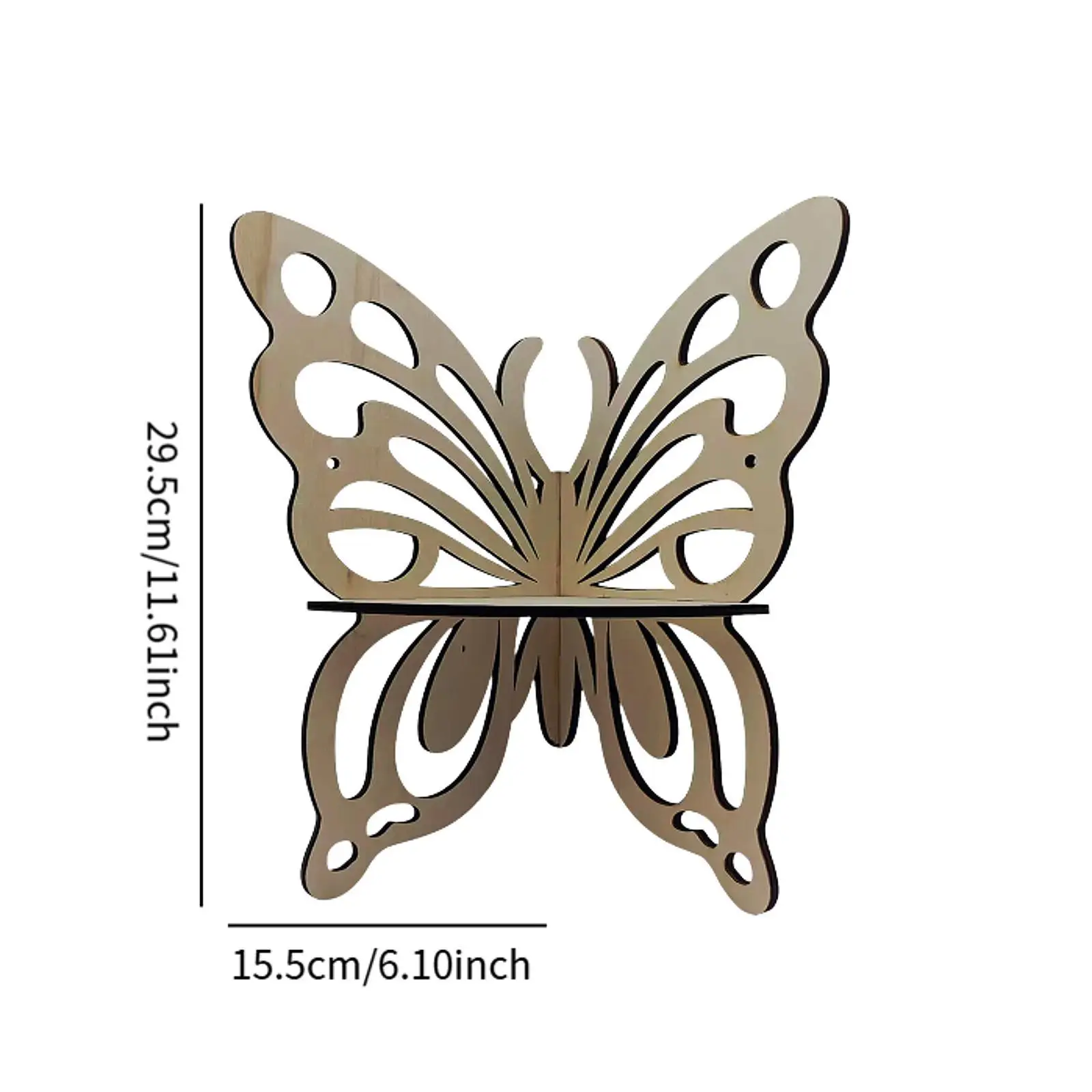 Butterfly Shape Corner Shelf Wooden Wall Mounted Organizer Decorative Display Rack for Room Decoration