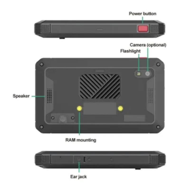5인치 차량용 태블릿 MDT 4G/WIFI/GPS/GNSS 및 멀티 터치 스크린 포크리프트 안전용