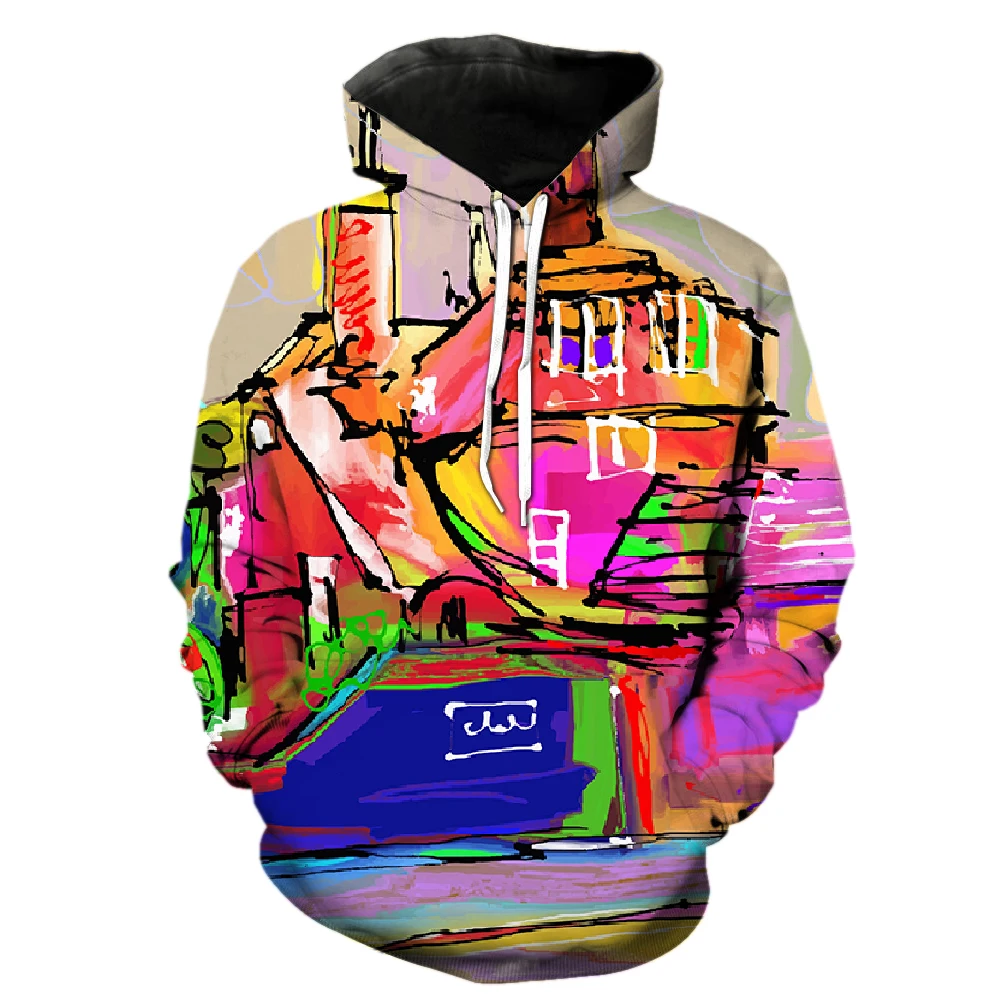

Abstract Art Graffiti Men's Hoodies Oversized Long Sleeve With Hood Jackets Pullover Hip Hop 3D Print Cool Streetwear Teens Tops