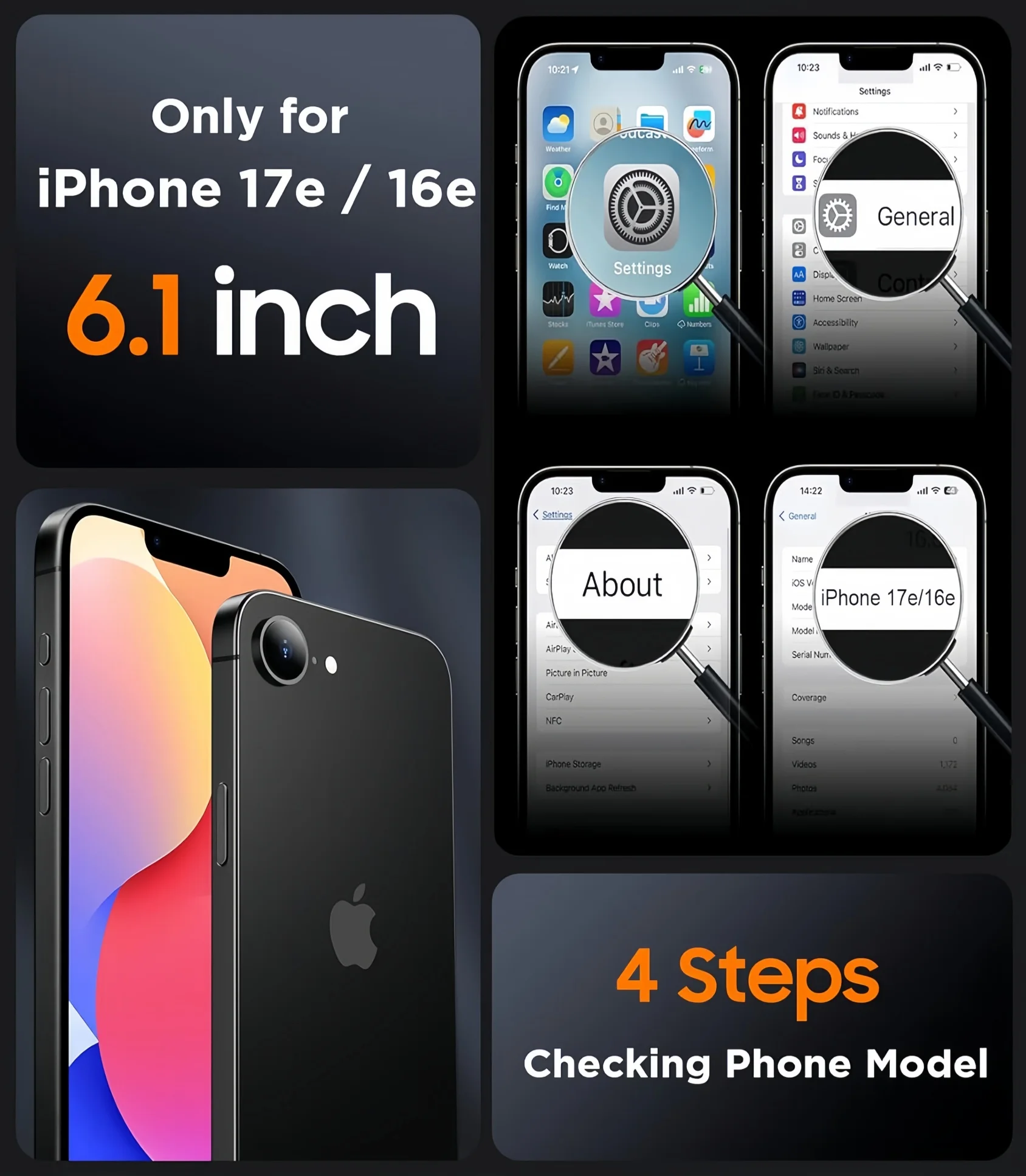 Magnetic Translucent Matte Phone Case with Tempered Glass Screen Protectors - Clear