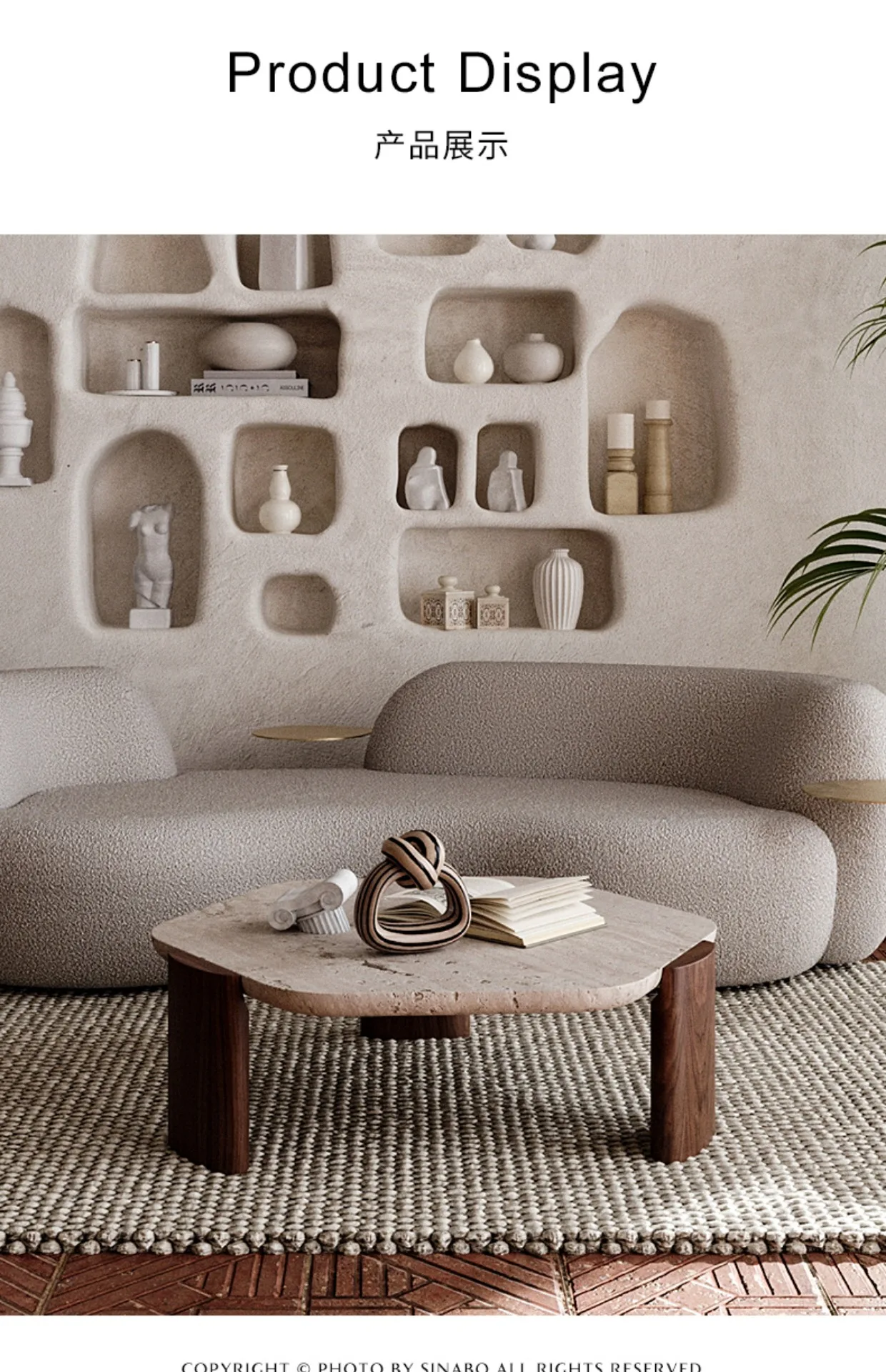 Description Picture 3 of itemJapanese Stone Tabletop Coffee Table Household Living Room Simple Modern Tea Low Table Irregular Shape Couchtisch Home Furniture