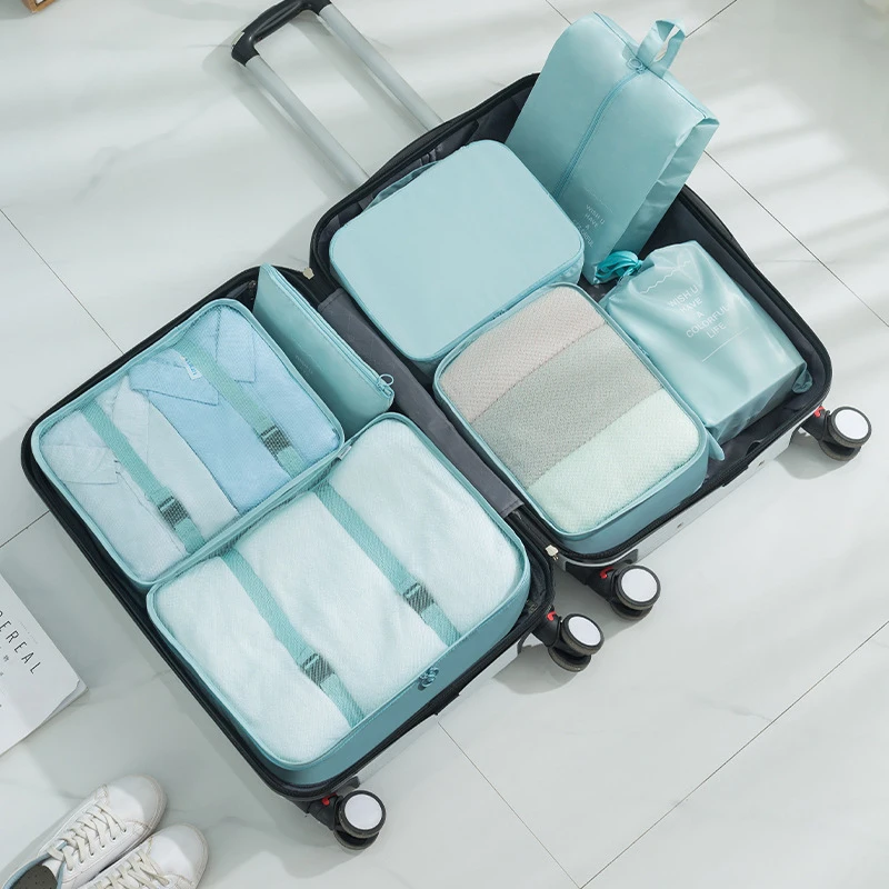 

8pcs Set Travel Organizer Storage Bags Suitcase Packing Set Storage Cases Clothes Shoe Tidy Pouch Bag Portable Luggage Organizer