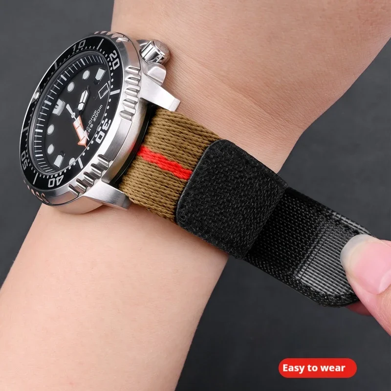 Men's Military Nylon Strap with Hook and Loop Fastener - Waterproof Wrist Bracelet