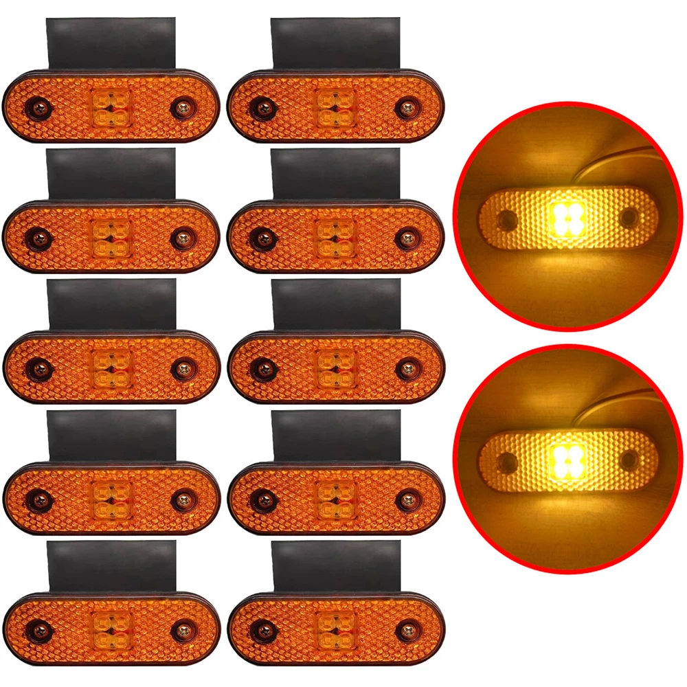 10Pcs Trailer Clearance Lights LED Side Lights For Truck 24V Side