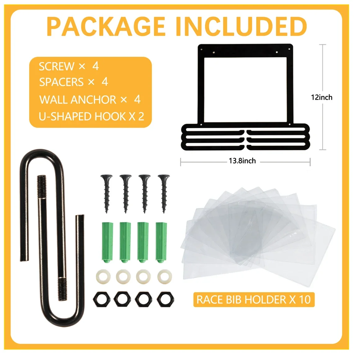 Acrylic Display Stand Medal Hanger Display for Runner Race Bib 3 Rows