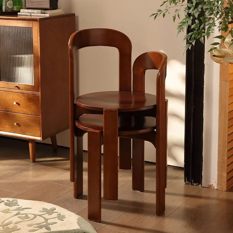 French Retro Dining Chair Design Master's Makeup Backrest Living Room Chair Minimalist Coffee Vintage Solid Wood Furniture