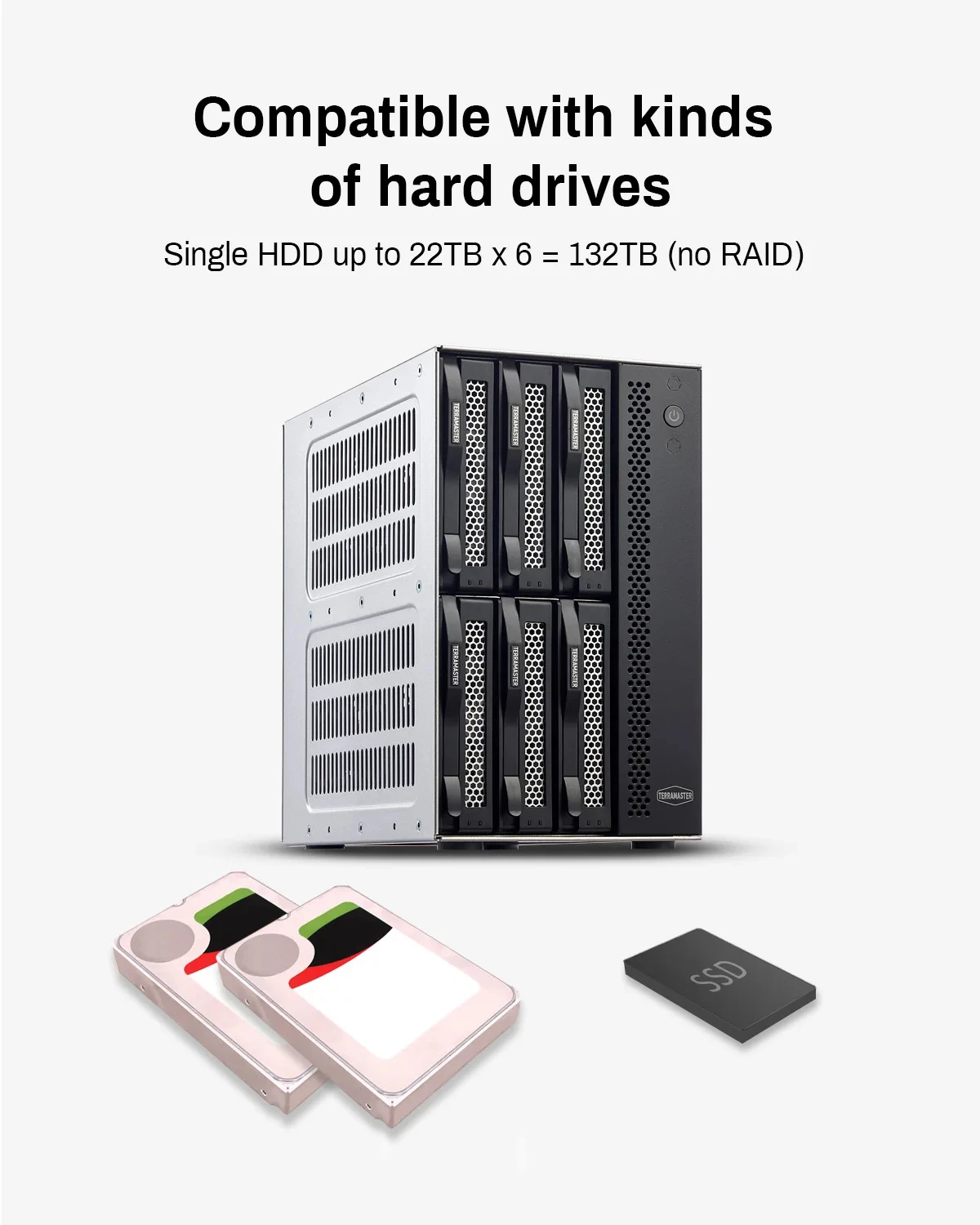 TERRAMASTER D6-320  ϵ ũ Ŭ HDD 丮,   ÷  ÷, ũ, 6  USB3.2 Gen2, 10Gbps