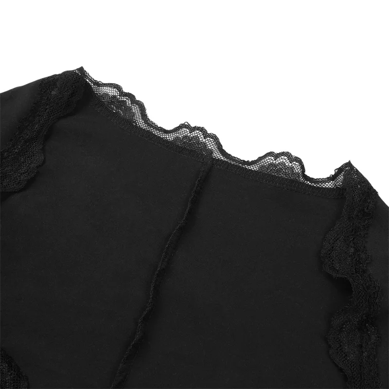 Coquette Shirt y2k Clothes Women Solid Color Lace Trim Single Breasted Long Sleeve Blouse Fairycore Clothing Streetwear