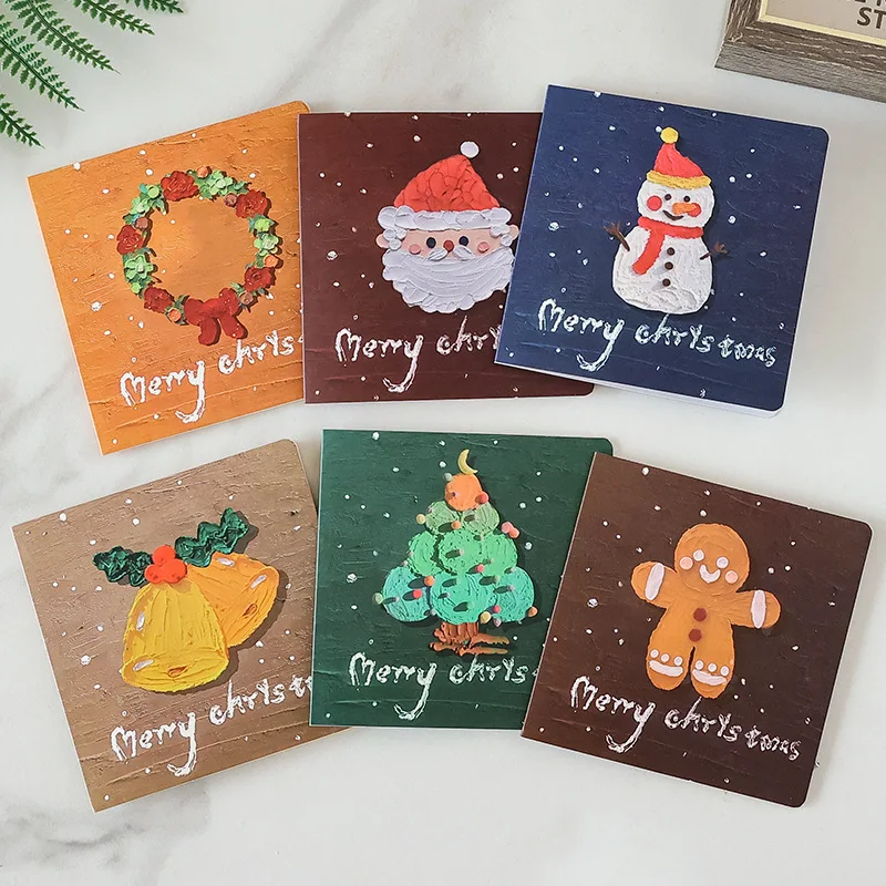 

6Pcs/Lot Merry Christmas Greeting Cards With Envelope DIY Invitation Postcard Gift Card New Year Christmas Party Decoration