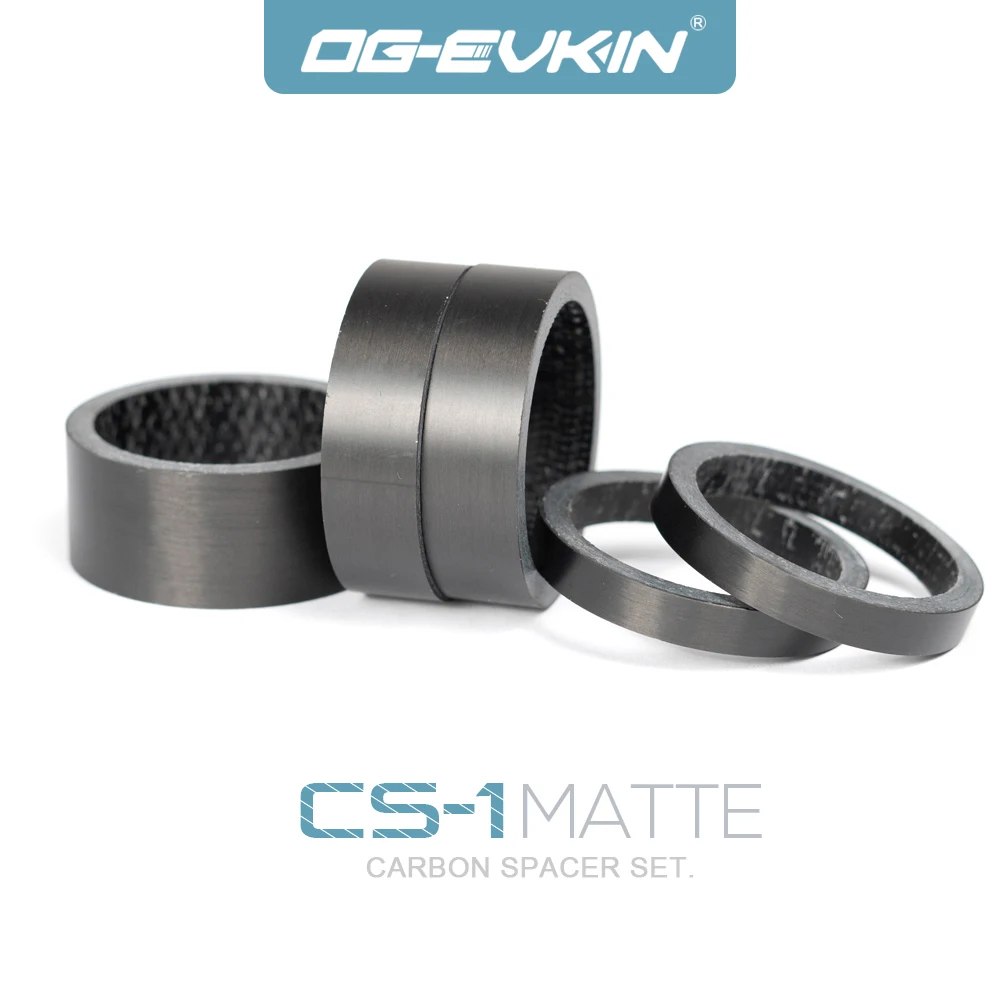 OG-EVKIN CS-1-M Carbon Fiber Headset Spacer for Bicycle Front Fork 1-1/8 28.6mm UD Matte Stem Front Fork Adjustment Spacer Set