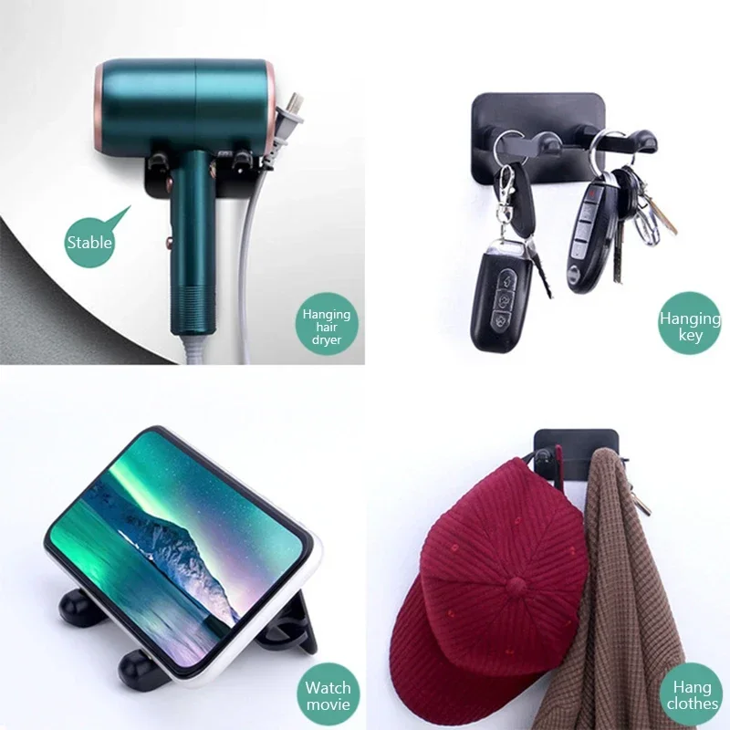 Multifunctional Hair Dryer Holder Bracket Phone Stand Organizer For Bathroom Towel Hook Wall Mount Storage Rack For Dyson