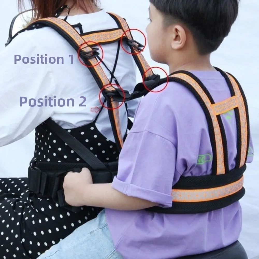 Breathable Children's Motorcycle Seat Belt Adjustable Strap Reflective Strap Kids Safety Seat Harness Two Handles Anti Lost