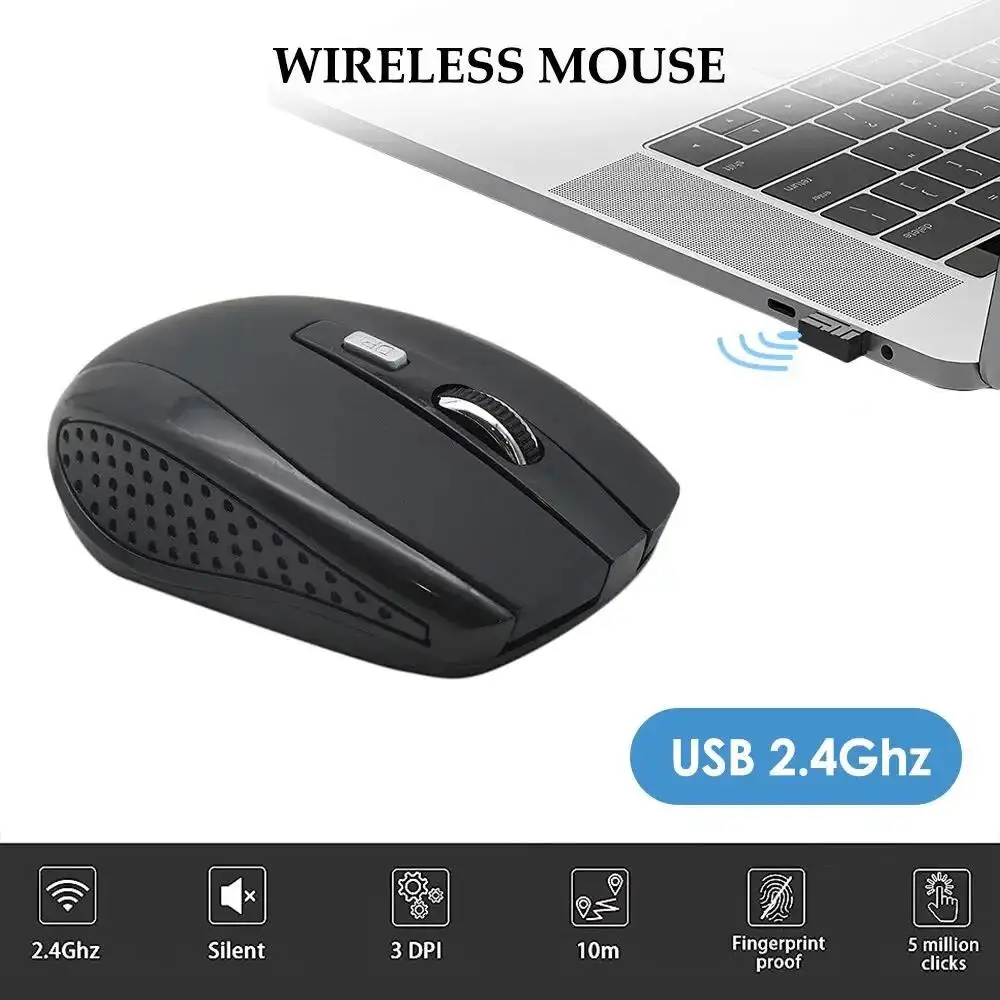 Ergonomic Wireless Silent Optical Gaming Mouse with Adjustable DPI