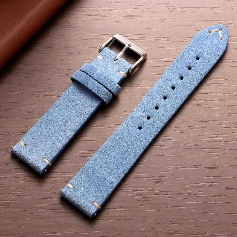 Vintage Suede Leather Quick Release Watch Strap with Pin Buckle