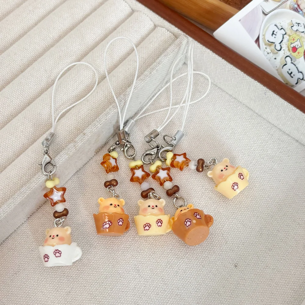 작은 곰 열쇠고리 귀여운 곰 펜던트 끈 열쇠고리 창의적인 장식 열쇠고리 키 휴대용 전화 끈 휴대폰