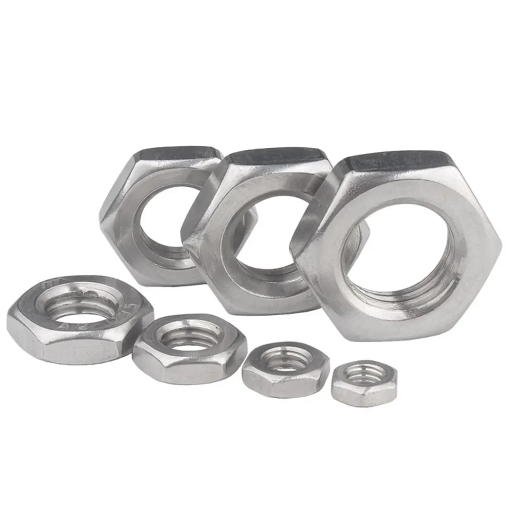 Stainless steel nut 1-20pcs Hexagon Thin Nut Fine Thread 304 Stainless Steel M6 M8 M10 M12 M14 M16 M18 M20 Bolt Screw Hexagon