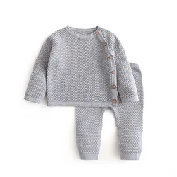 Vêtements 2 pièces pour nouveau né garçon et fille de 0 à 3 ans, ensemble pull chaud en tricot 