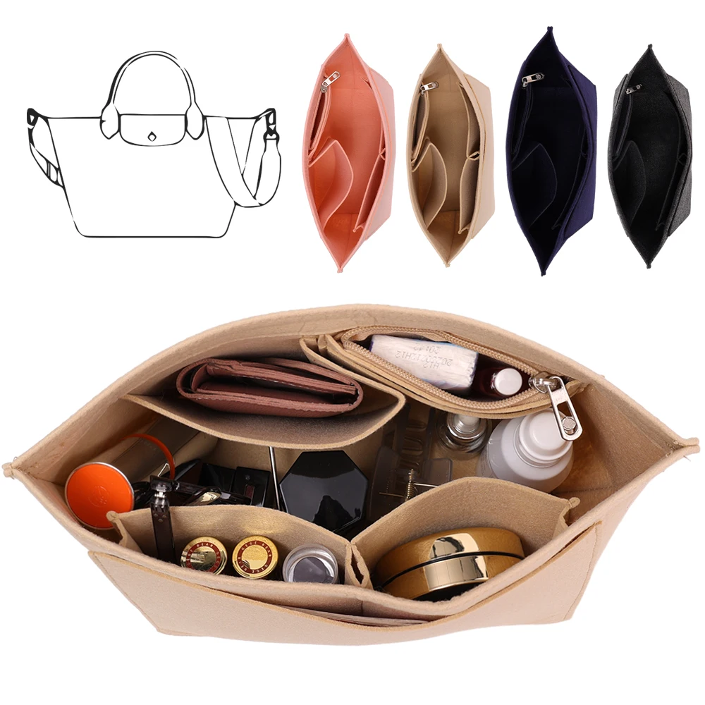 Make Up Organizer Felt Insert Bag for Women Handbag Travel Tote Inner Purse Portable Cosmetic Bags Fit Various Brand Bags