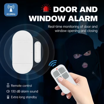 Door Window Sensor Alarm 130dB Large Volume Wireless Remote Control PIR Alert Magnetic Induction Detector Security Burglar Siren 1