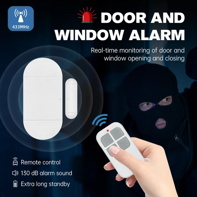 Door Window Sensor Alarm 130dB Large Volume Wireless Remote Control PIR Alert Magnetic Induction Detector Security Burglar Siren 1
