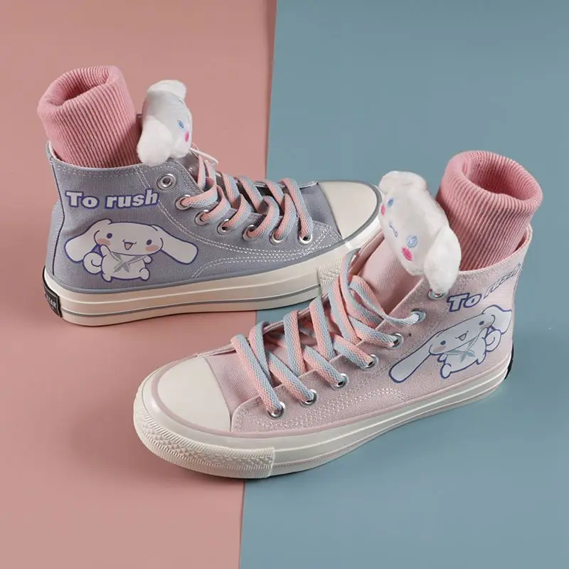 

Sanrio Cinnamoroll 2023 New High-Top Canvas Shoes Girl Student Cute Korean Style Versatile Fashion students sneakers kids adult