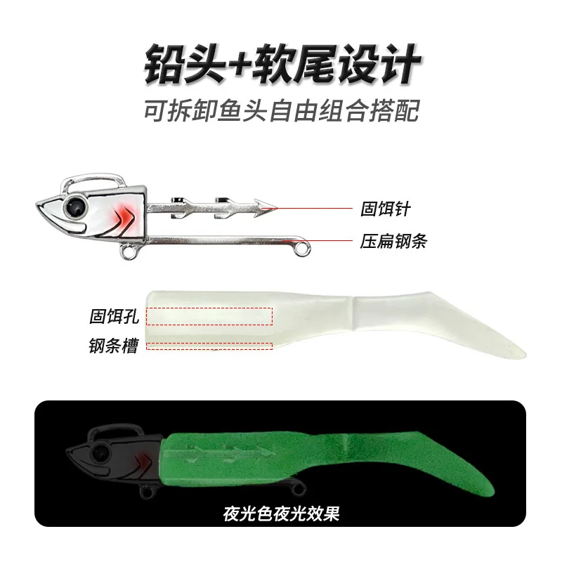Soft Lure Vibration Jig Head Hooks 30g37g43g Artificial Bait for Perch Pike Bass Fishing Lure Sea Silicon Bait for Fishing