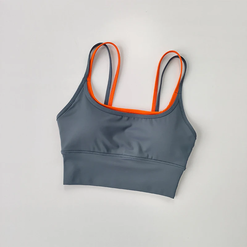 Sports Bra Women Summer Shock-absorbing Gathering Double Breast Strap Yoga Vest Quick Drying Anti Sagging Shaping Fitness Bra