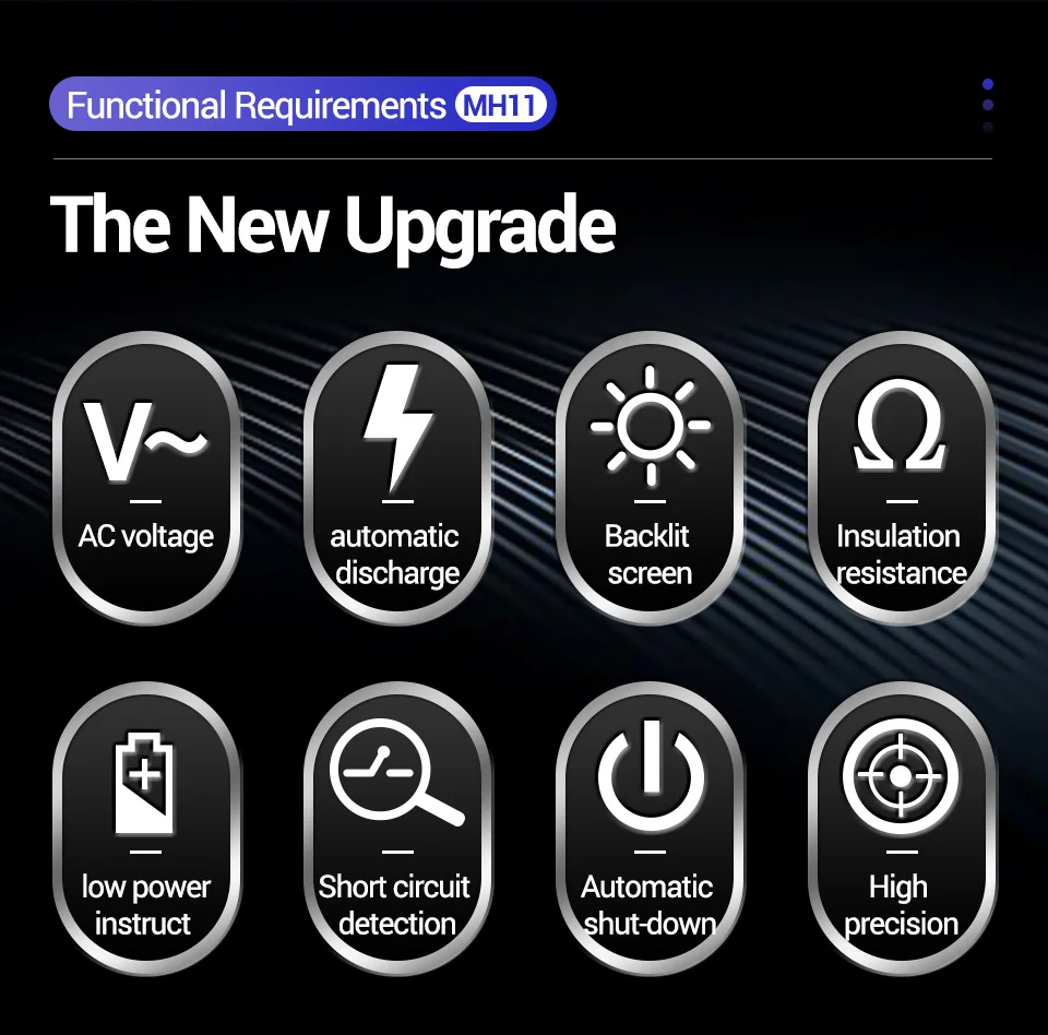 Description Picture 4 of itemANENG MH11 Digital Megohmmeter Meter 250/500/1000V Insulation Earth Resistance Meters Tester cable Voltmeter Megger Meter
