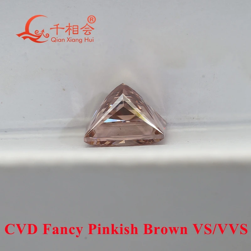 Lab Grown CVD Diamond Fancy Pinkish Brown Square Shape Clarity VS2 1ct-2ct GEMID Certified Loose Stone