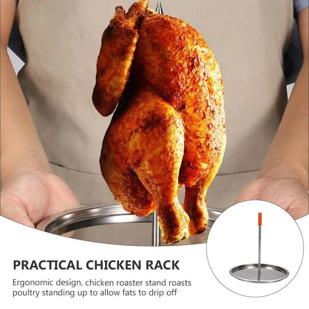 Steel Vertical Skewer Barbecue Spike Poultry Hanger Bbq Skewer Grilling Brazilian Spikes Spit Meat Rack Roasting Stand R9y5