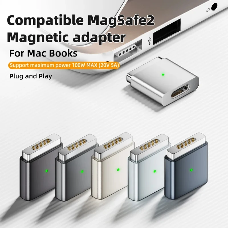 USB-C to MagSafe 2 자기 충전 어댑터 100W 고속 충전 MacBook Air Pro A1398/A1424/MC976/MD506/ME665/ME293/ME2942용