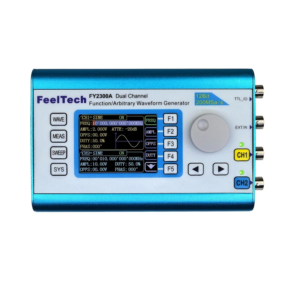 FY2300 12MHz 20MHz DDS Function Signal Generator Arbitrary Waveform Dual Channel Sine Wave Frequency Spooky2 Compatible 200MSa/s 2