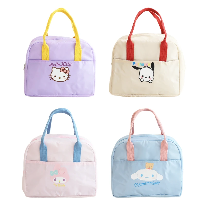 

Sanrio HelloKitty MyMelody Kuromi Bento Bag Kawaii Anime Student Cartoon Canvas Lunch Box Bag Insulation Refrigerated Picnic Bag