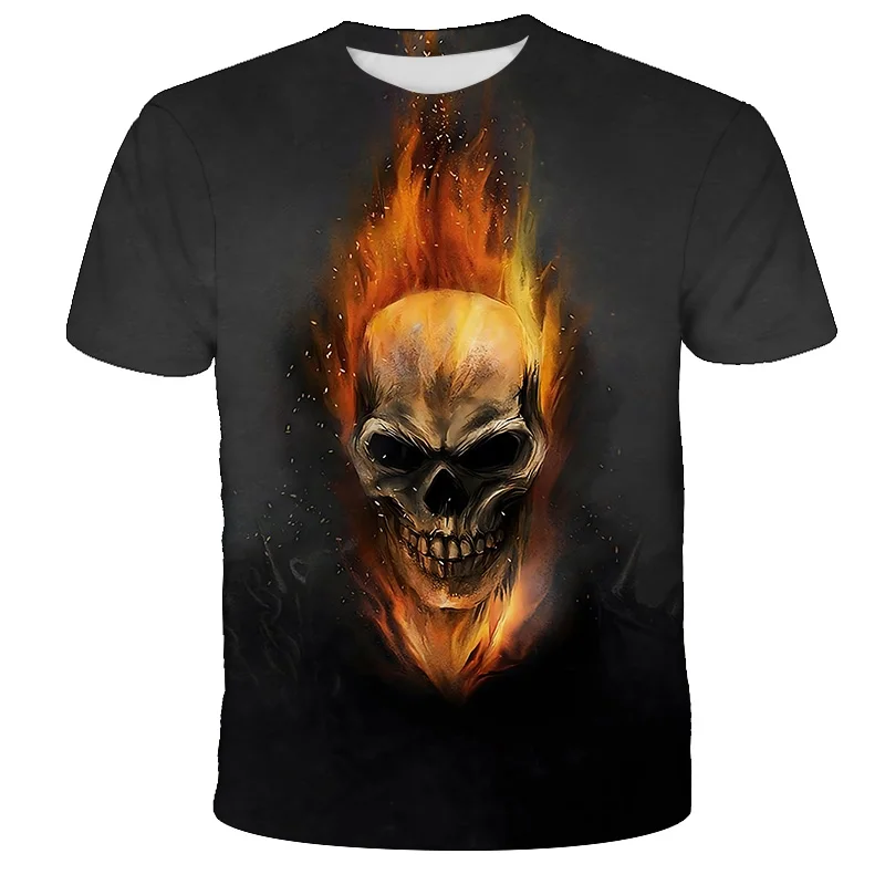 

Punk Skull T-shirt for boys O-neck casual children's short sleeved summer quick dry girls' T shirts comfortable kids' sweatshirt