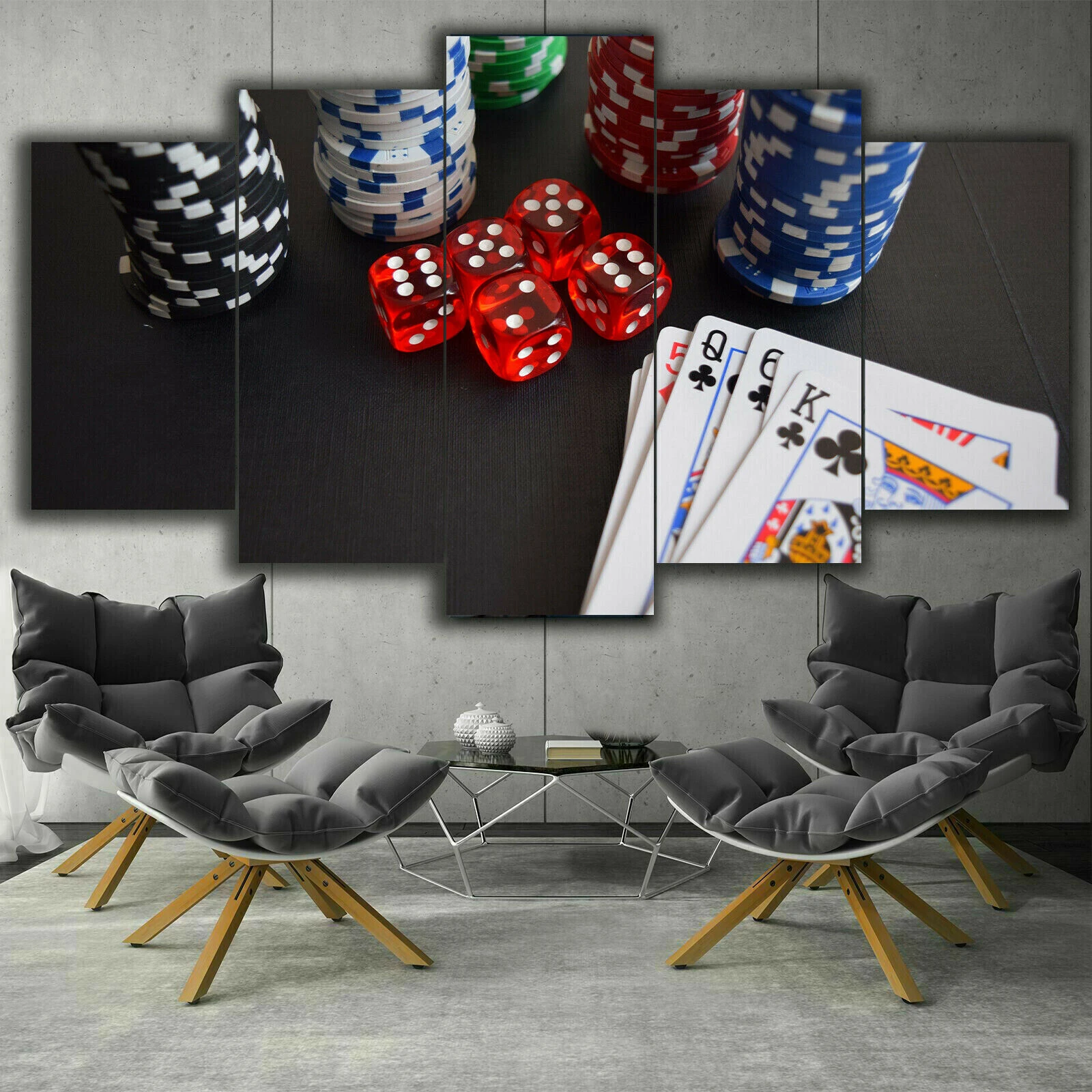 cards chips dice game casino 5 panel canvas print wall art poster home decor pictures no framed 5 piece room decor paintings painting calligraphy aliexpress